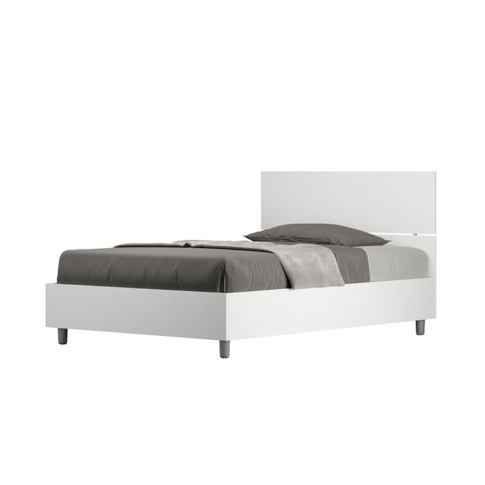 Letto 1 piazza e mezza 120x200 cm testata dritta Demas - Con rete,Bianco Frassino