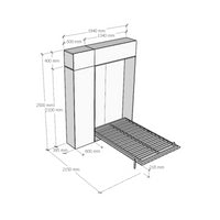 Letto a scomparsa 120 verticale Kentaro con colonna e pensili - Bianco Frassino