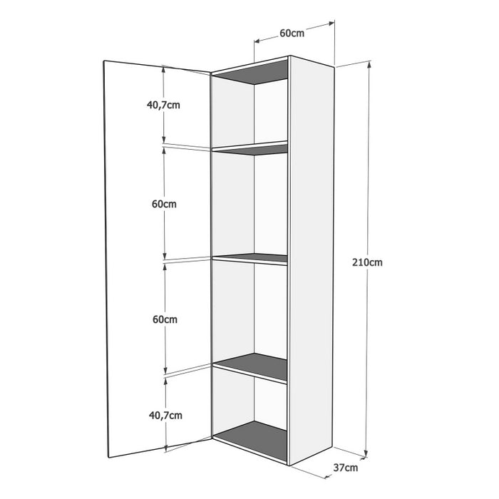 Letto a scomparsa 120 verticale Kentaro con colonna e pensili - Bianco Frassino