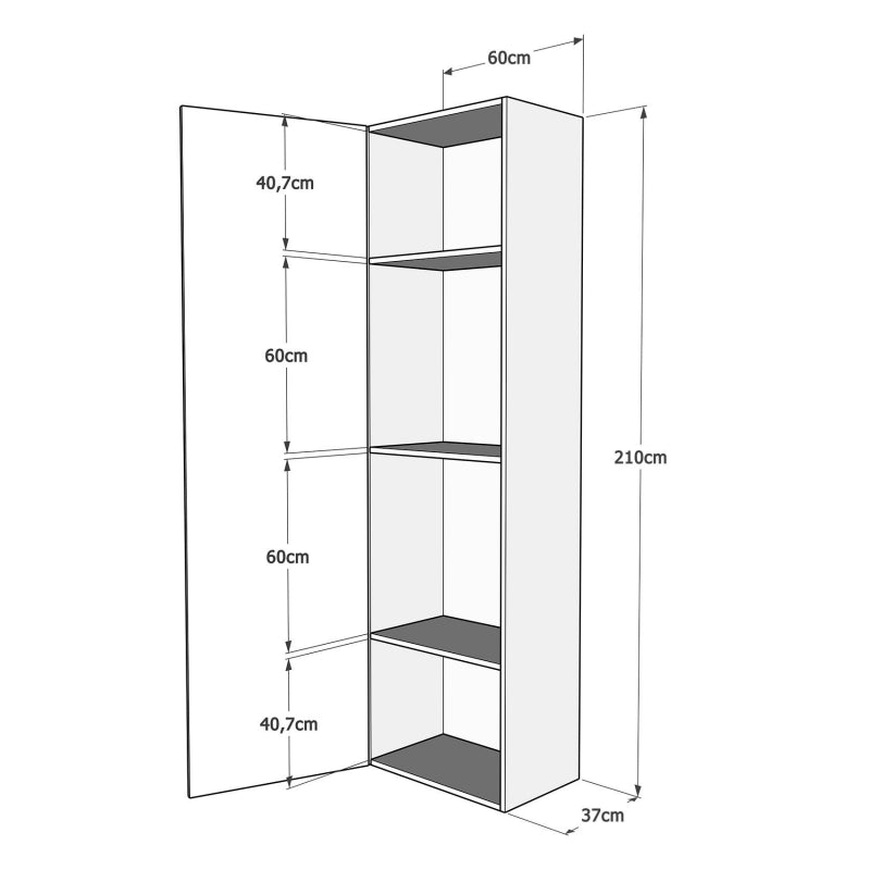 Letto a scomparsa 120 verticale Kentaro con colonna e pensili - Bianco Frassino