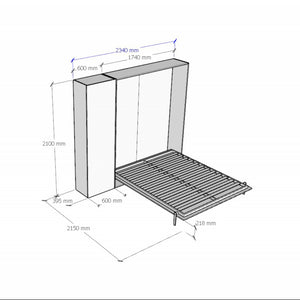 Letto a scomparsa 160 verticale Kentaro con colonna - Quercia Natura