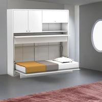 Letto a scomparsa singolo con scrivania estraibile Nitro bianco 207x35x208H