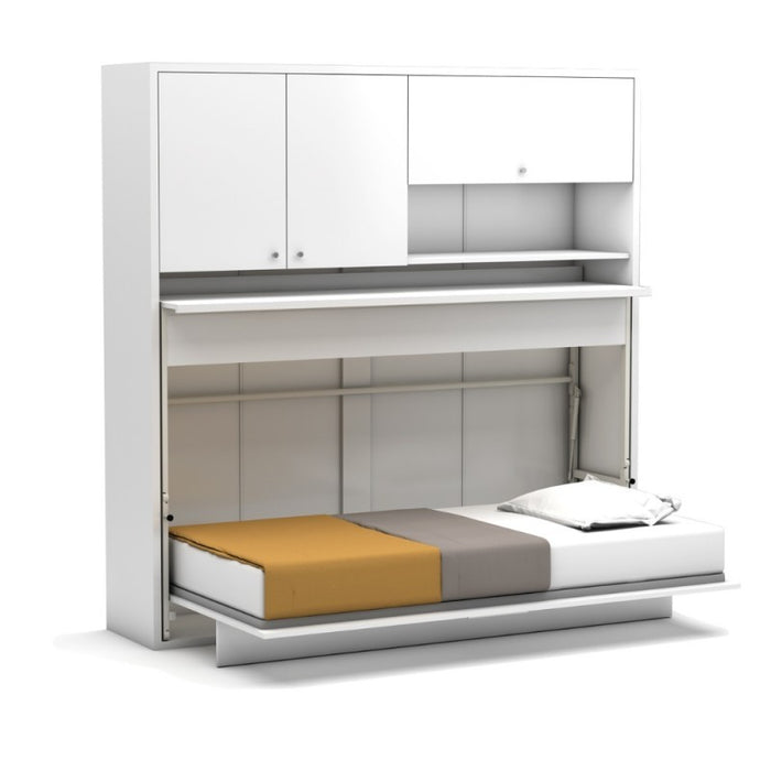 Letto a scomparsa singolo con scrivania estraibile Nitro bianco 207x35x208H