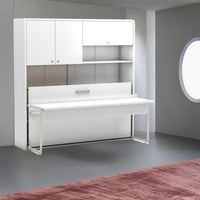 Letto a scomparsa singolo con scrivania estraibile Nitro bianco 207x35x208H