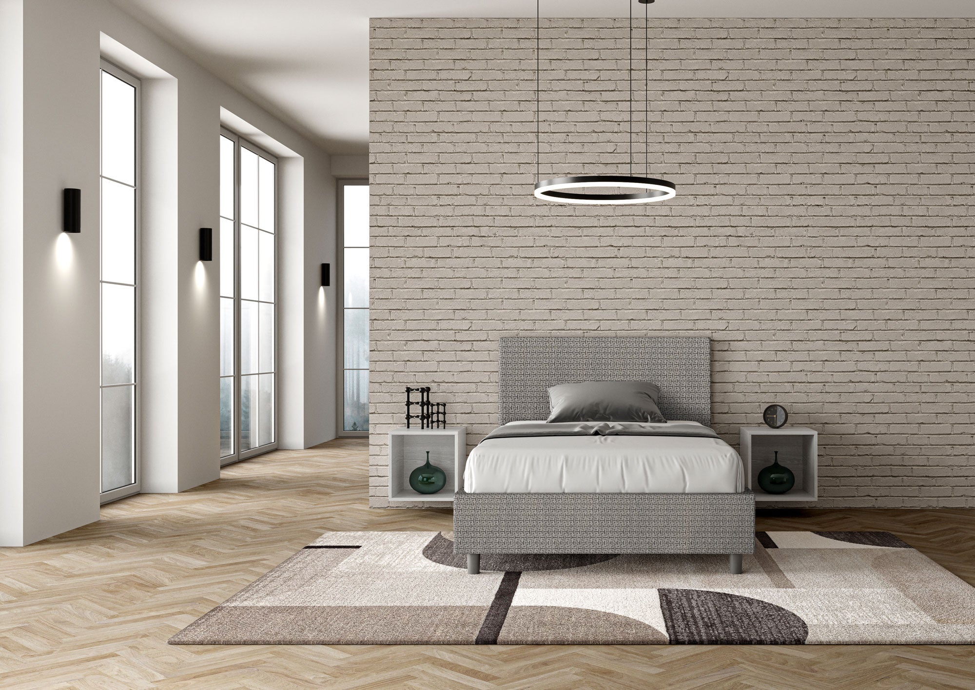 Letto 1 Piazza e Mezzo 120x190 cm con Rete Adele Labirinto 02 Grigio