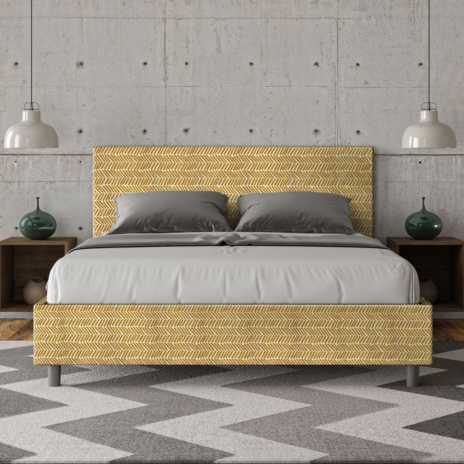 Letto Matrimoniale 160x210 cm con Rete Adele Aragona 3 Giallo