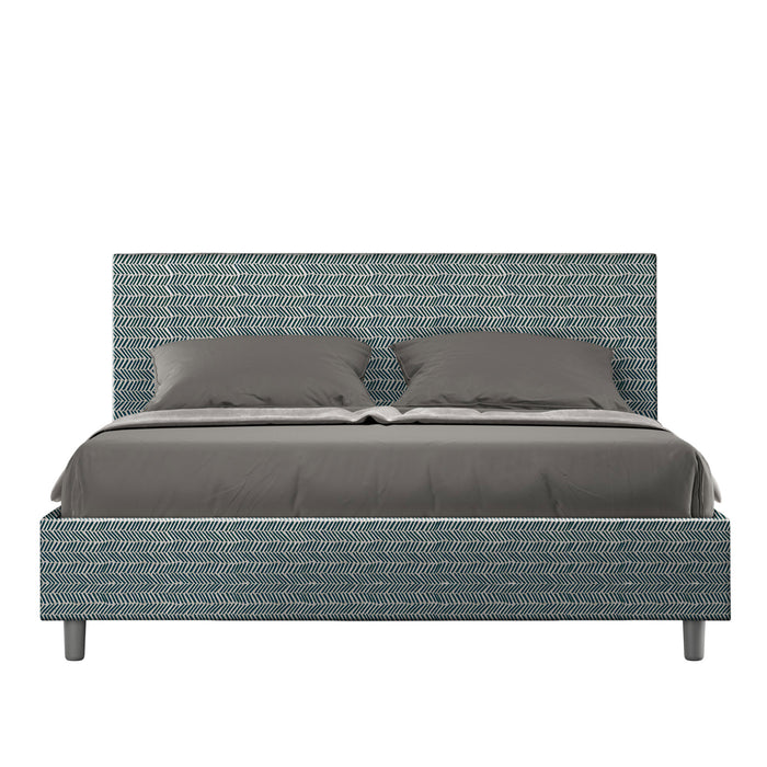 Letto matrimoniale con rete imbottito 160x190 tessuto Aragona 8 blu Adele