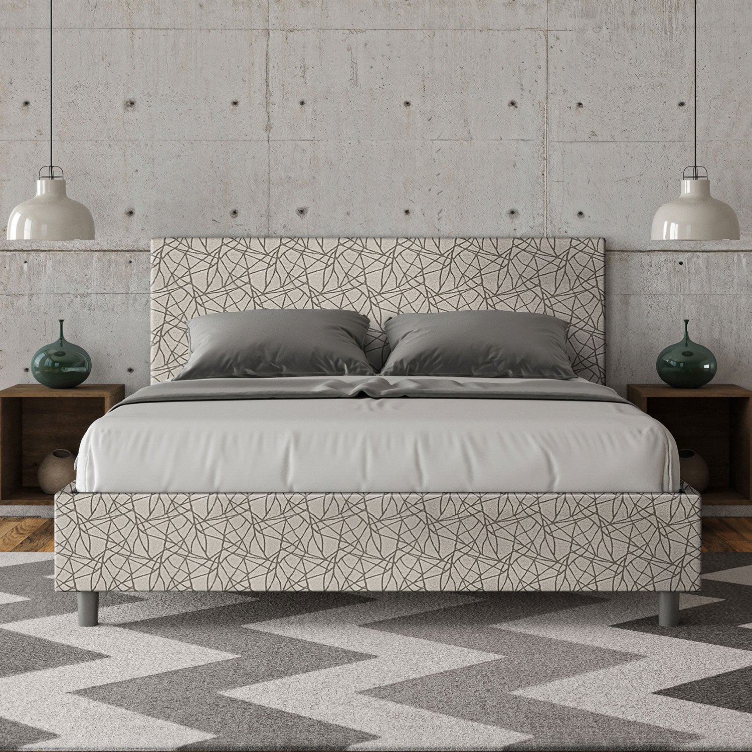 Letto Matrimoniale 160x190 cm Senza Rete Adele Era 02 Grigio