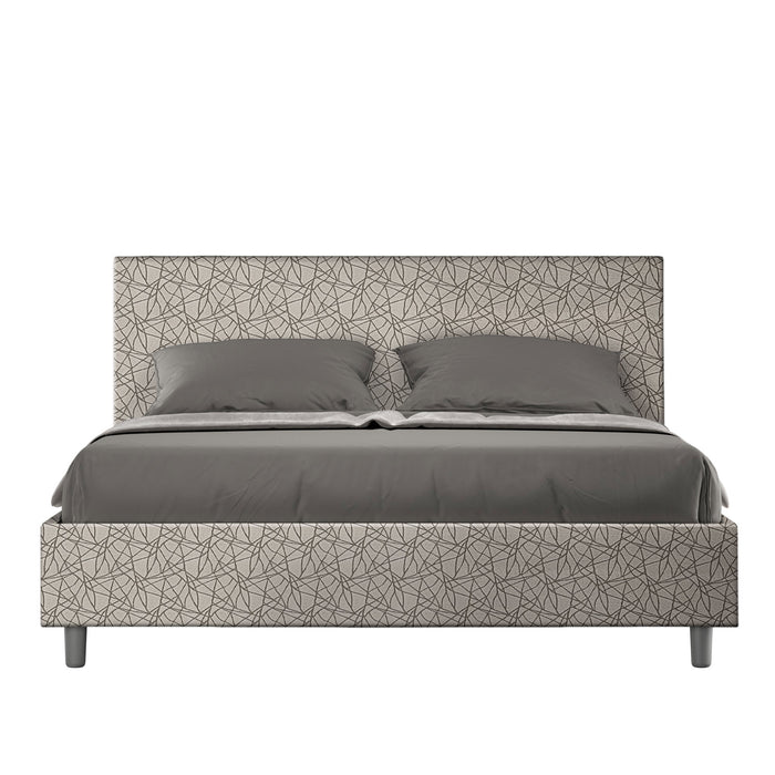 Letto matrimoniale con rete imbottito 160x190 tessuto Era 2 grigio Adele