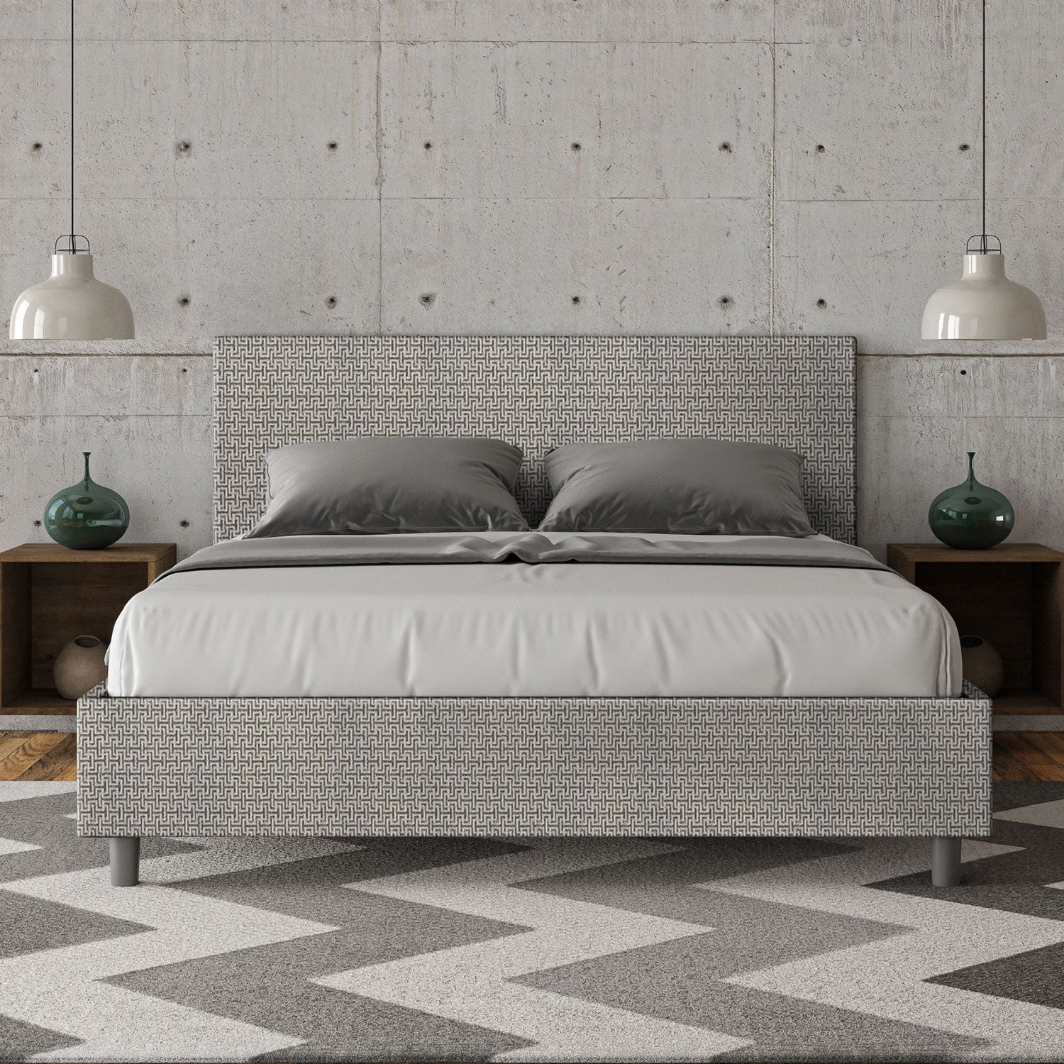 Letto Matrimoniale 160x210 cm Senza Rete Adele Labirinto 02 Grigio