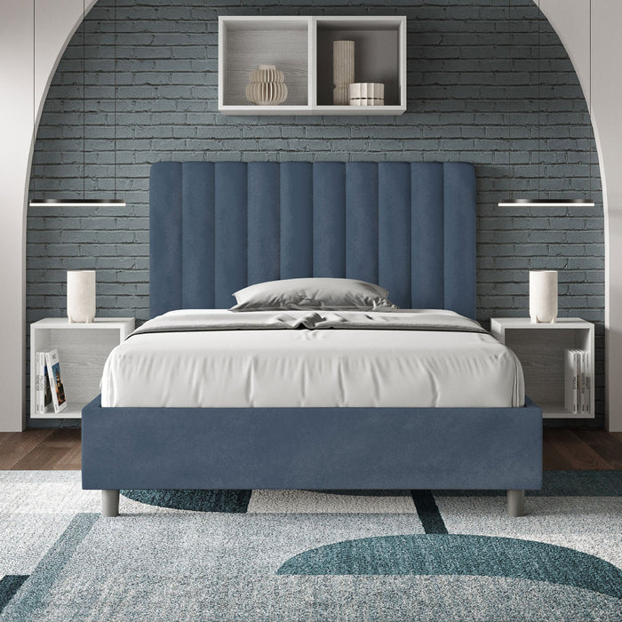 Letto 1 Piazza e Mezzo 120x190 cm con Rete e Contenitore Agueda Blu