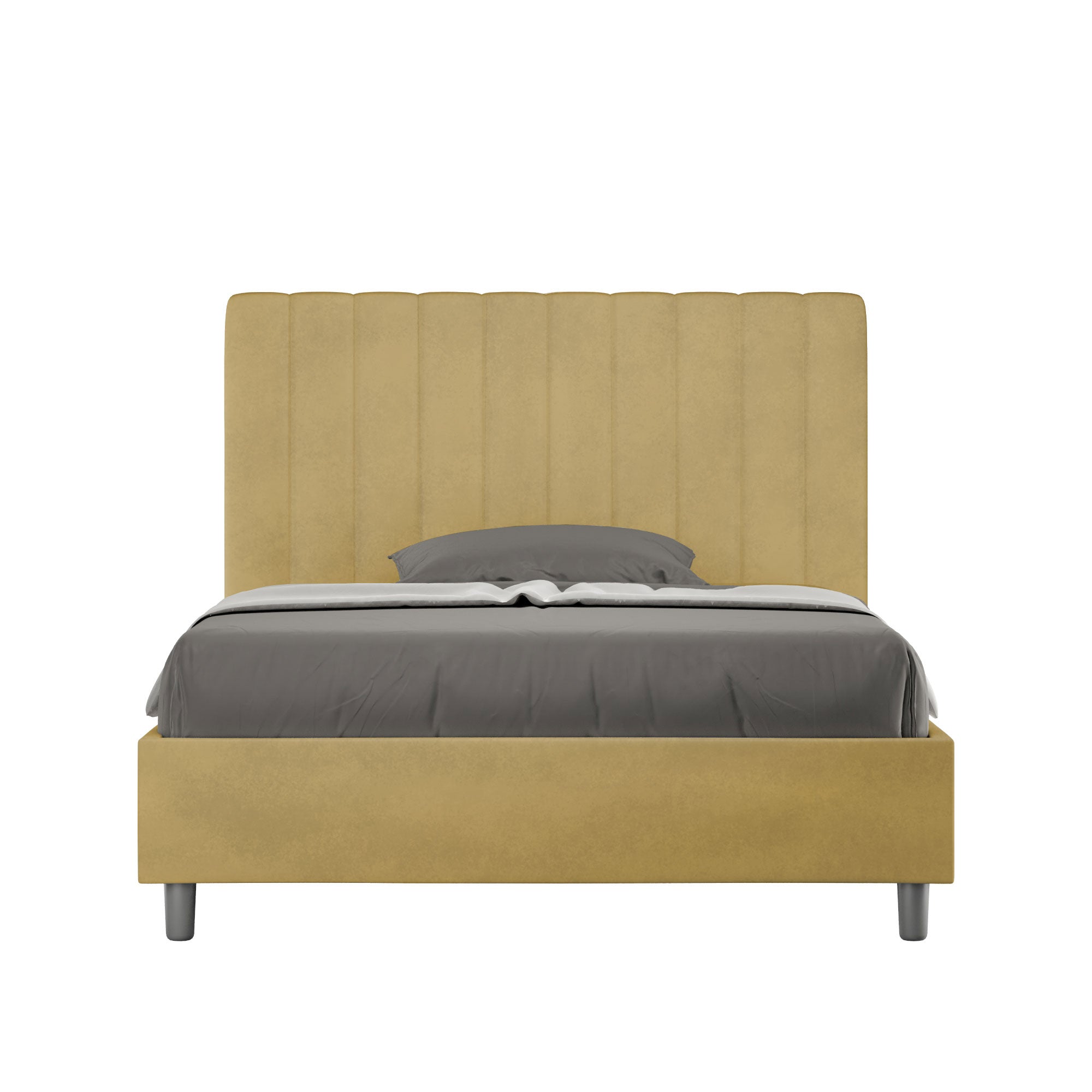 Letto 1 Piazza e Mezzo 120x190 cm con Rete e Contenitore Agueda Ocra