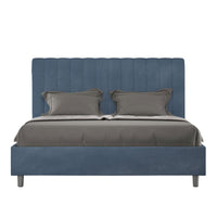 Letto Matrimoniale 160x210 cm con Rete e Contenitore Agueda Blu