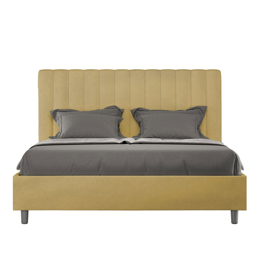 Letto Matrimoniale 160x210 cm con Rete e Contenitore Agueda Ocra