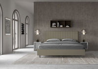 Letto matrimoniale king size con rete imbottito 200x200 similpelle cappuccino Agueda