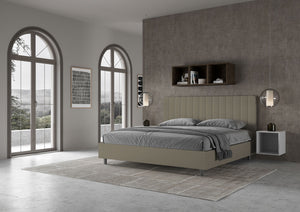 Letto matrimoniale king size senza rete imbottito 180x200 similpelle cappuccino Agueda