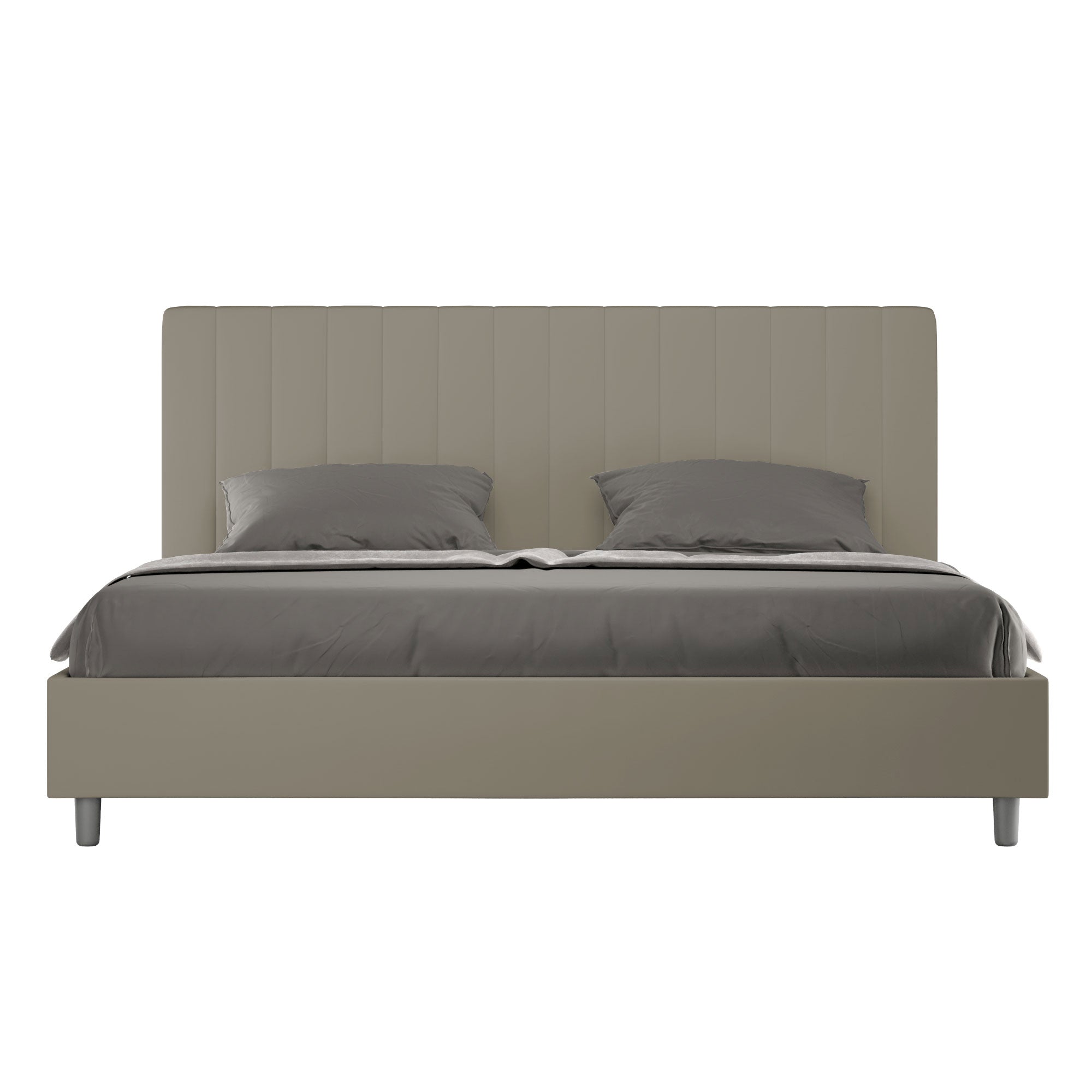 Letto matrimoniale king size con rete imbottito 200x210 similpelle cappuccino Agueda