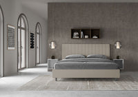 Letto matrimoniale king size contenitore imbottito 180x190 similpelle tortora Agueda