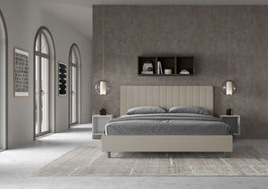 Letto matrimoniale king size con rete imbottito 180x190 similpelle tortora Agueda