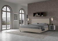 Letto matrimoniale king size contenitore imbottito 180x200 similpelle tortora Agueda