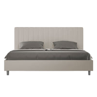 Letto matrimoniale king size con rete imbottito 180x190 similpelle tortora Agueda