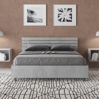 Letto matrimoniale francese senza rete 140x200 testata inclinata con doghe cemento Ankel