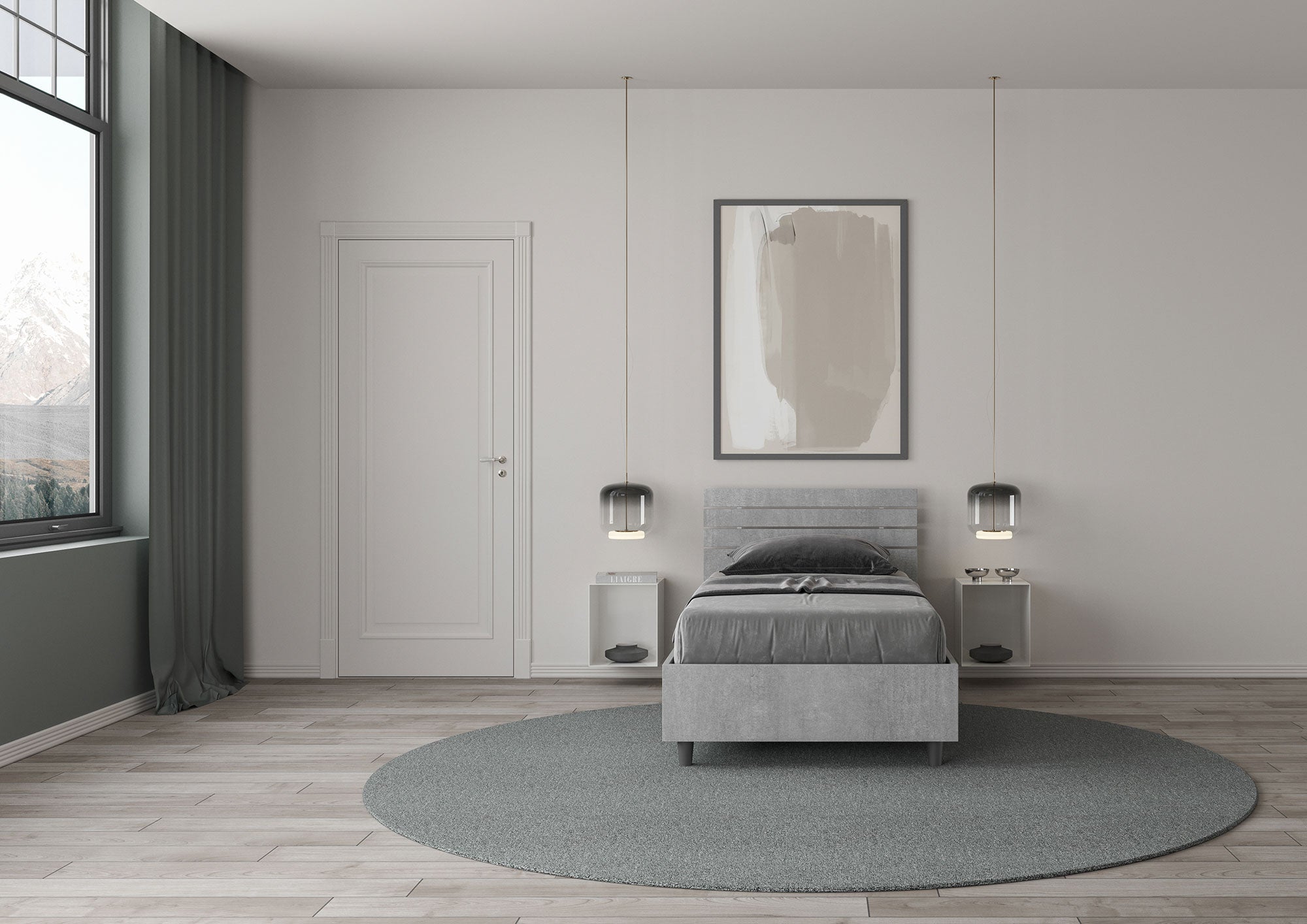 Letto Singolo 80x200 cm Senza Rete Testata Dritta Ankel Grigio