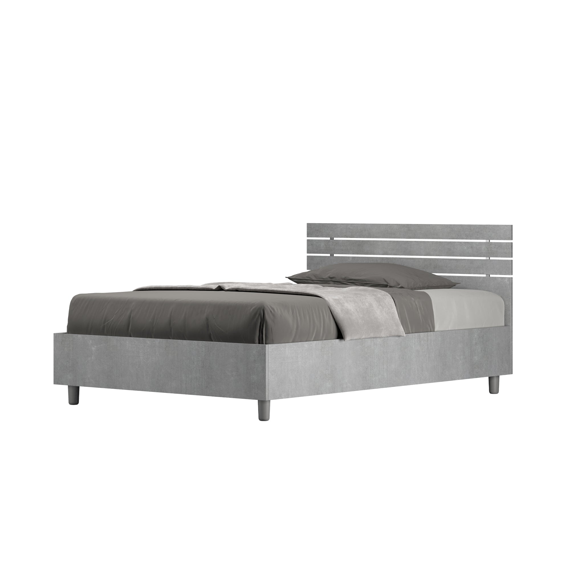 Letto 1 Piazza e Mezzo 120x200 cm Senza Rete Testata Doghe Dritta Ankel Grigio