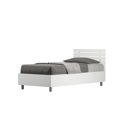 Letto Singolo 80x190 cm con Rete Ankel Testata Doghe Dritta Bianco Frassino