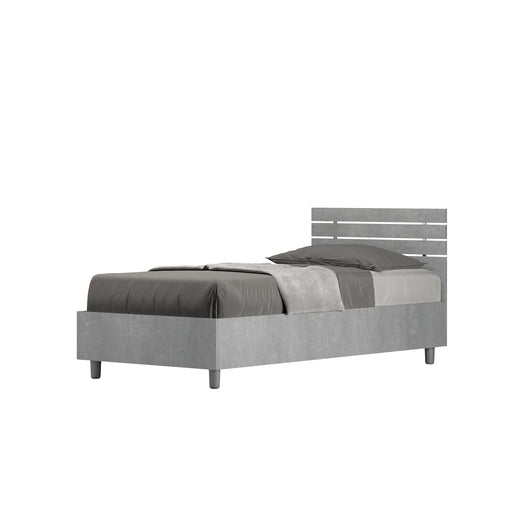 Letto Singolo 80x190 cm Senza Rete Ankel Testata Doghe Dritta Cemento