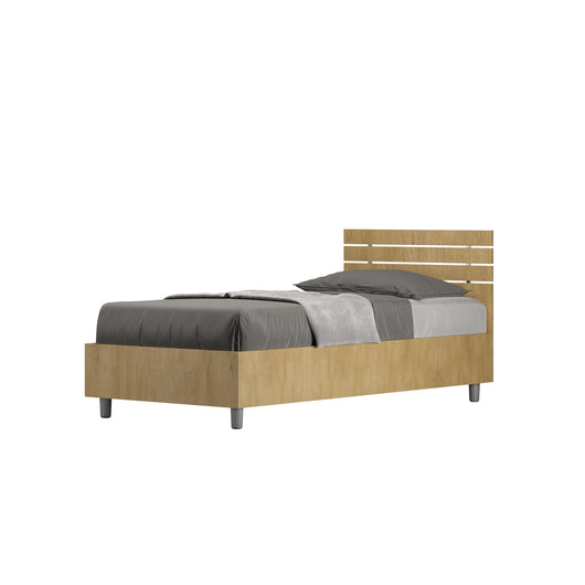 Letto Singolo 80x190 cm con Rete Ankel Testata Doghe Dritta Quercia