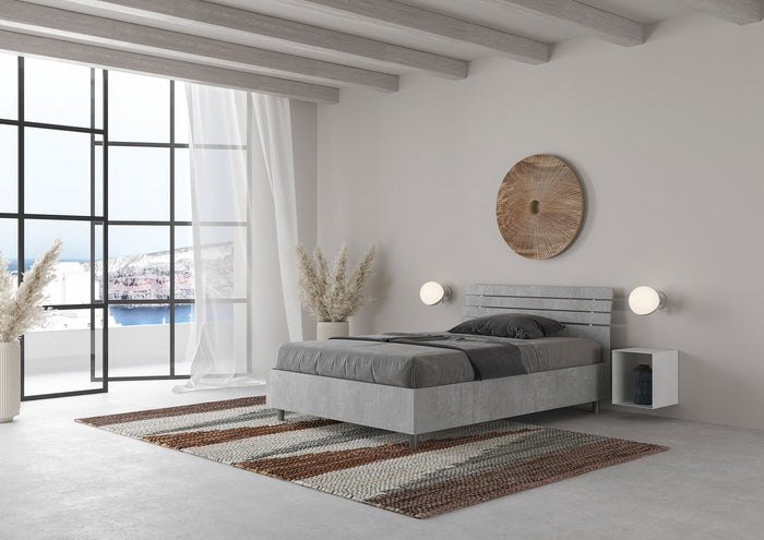 Letto una piazza e mezza contenitore 120x190 testata inclinata con doghe cemento Ankel