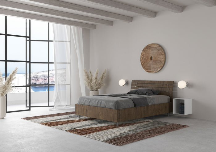 Letto una piazza e mezza contenitore 120x190 testata inclinata con doghe noce Ankel