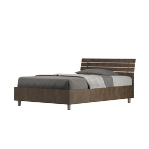 Letto 1 Piazza e Mezzo 120x200 cm Senza Rete Testata Doghe Inclinata Ankel Noce