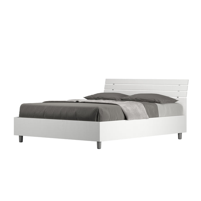 Letto matrimoniale francese contenitore 140x200 testata inclinata con doghe bianco frassino Ankel