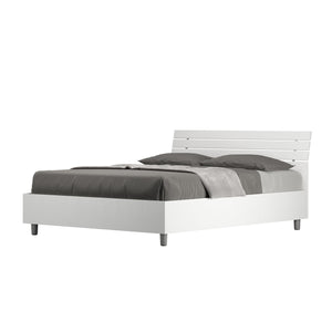 Letto Matrimoniale Francese 140x190 cm Senza Rete Ankel Testata Doghe Inclinata Bianco Frassino