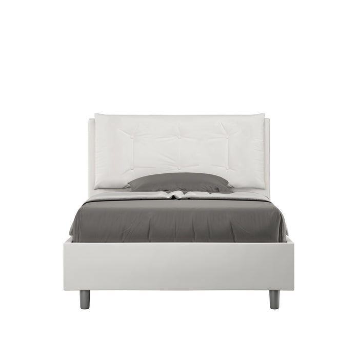 Letto una piazza e mezza senza rete imbottito 120x210 similpelle bianco Annalisa Large