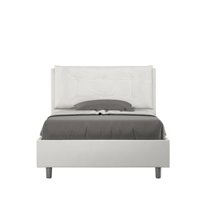 Letto una piazza e mezza con rete imbottito 120x190 similpelle bianco Annalisa Large