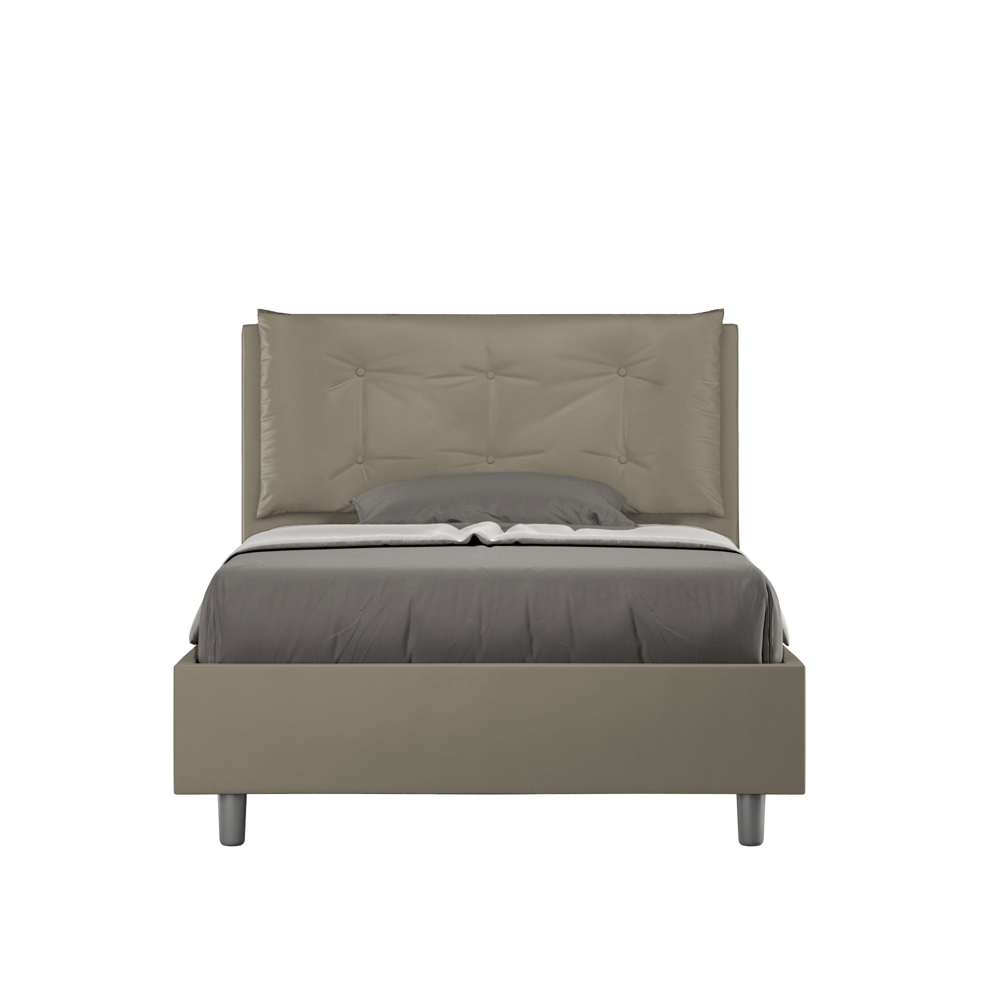 Letto una piazza e mezza contenitore imbottito 120x210 similpelle cappuccino Annalisa Large