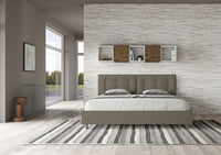 Letto matrimoniale king size con rete imbottito 200x210 similpelle cappuccino Annalisa Large