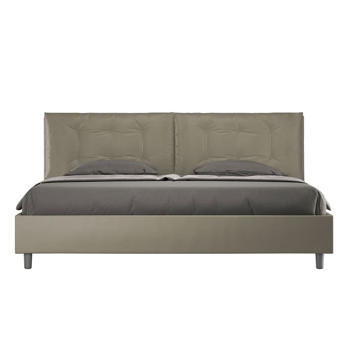 Letto matrimoniale king size con rete imbottito 200x210 similpelle cappuccino Annalisa Large