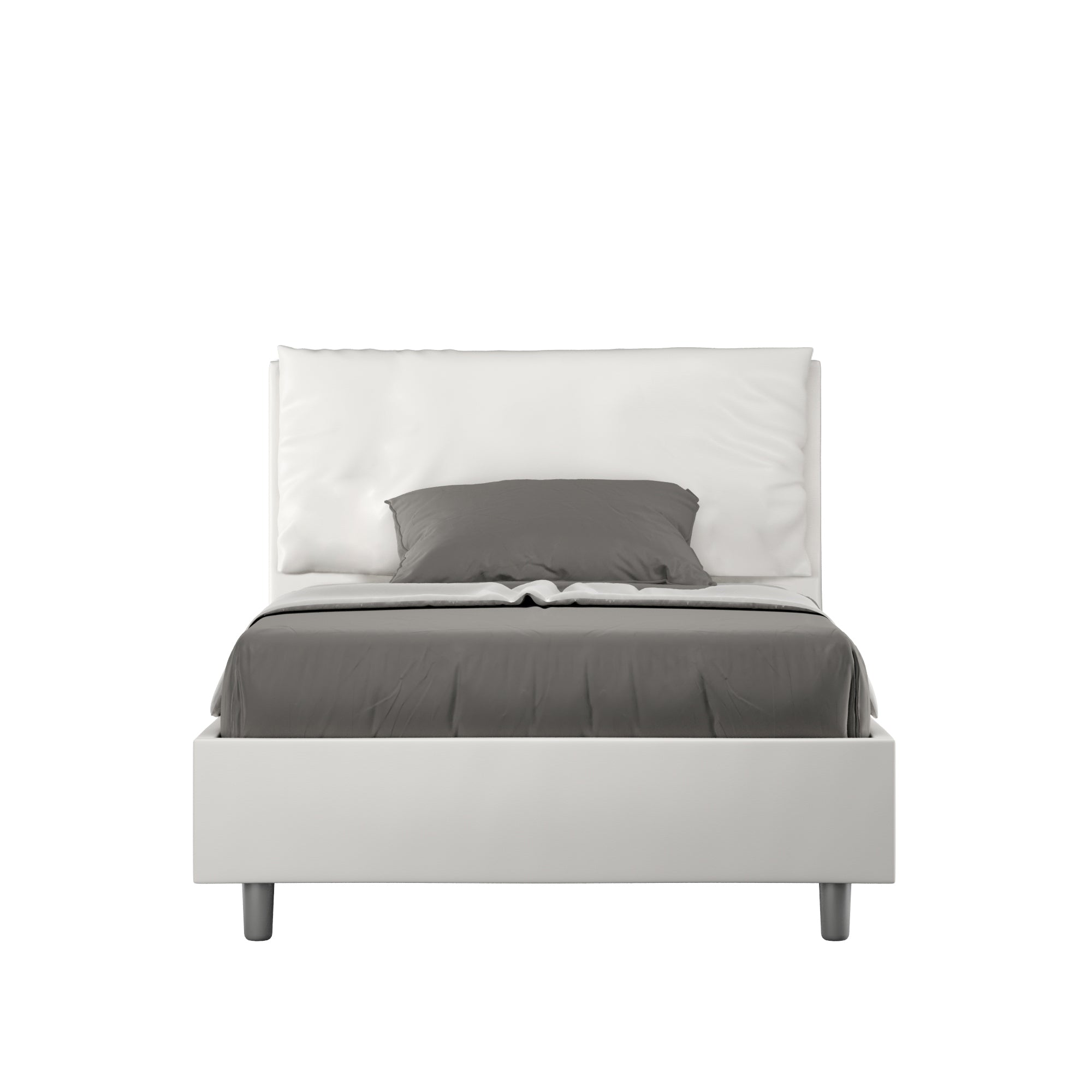 Letto una piazza e mezza con rete imbottito 120x200 similpelle bianco Antea Large