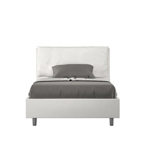 Letto una piazza e mezza con rete imbottito 120x190 similpelle bianco Antea Large