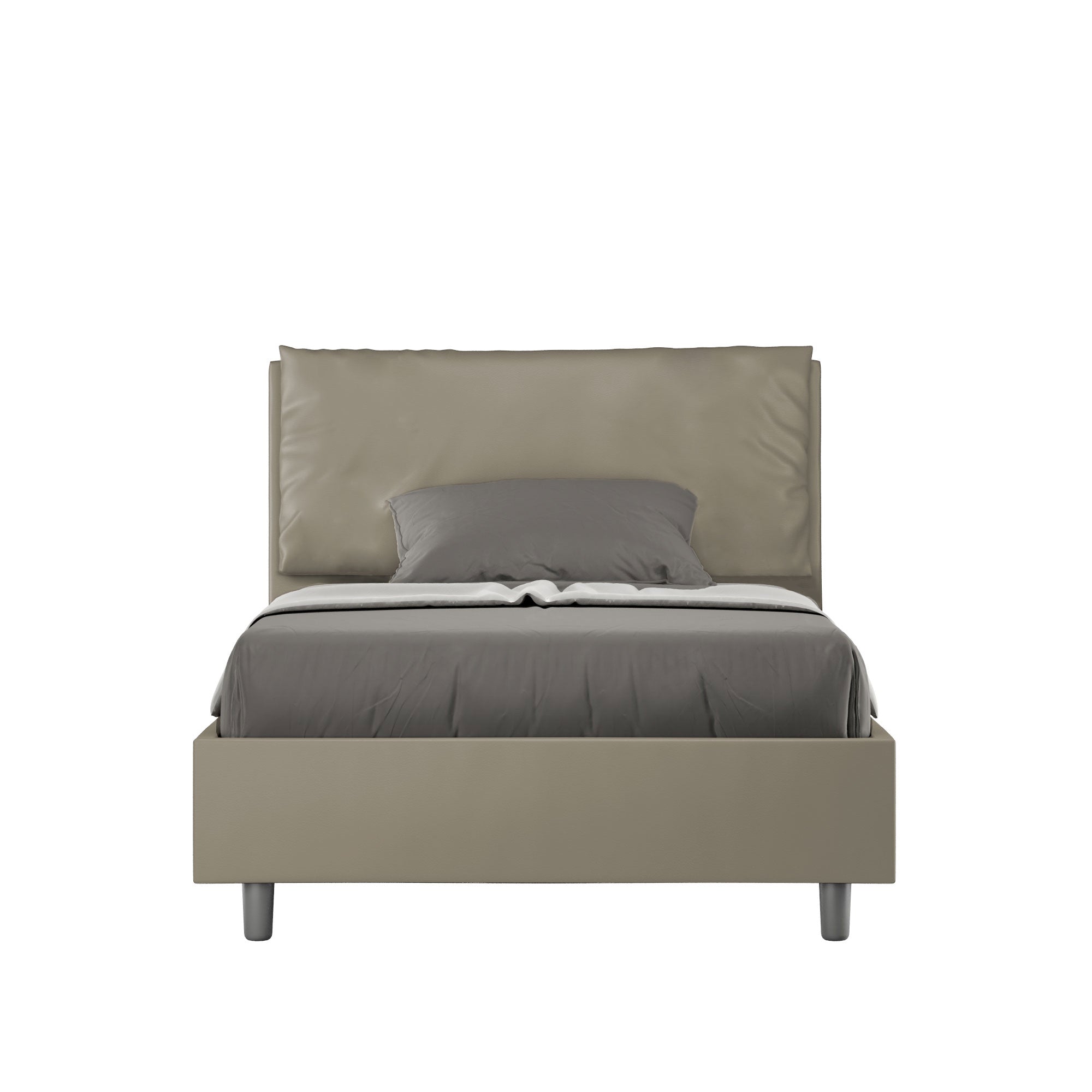 Letto una piazza e mezza con rete imbottito 120x210 similpelle cappuccino Antea Large