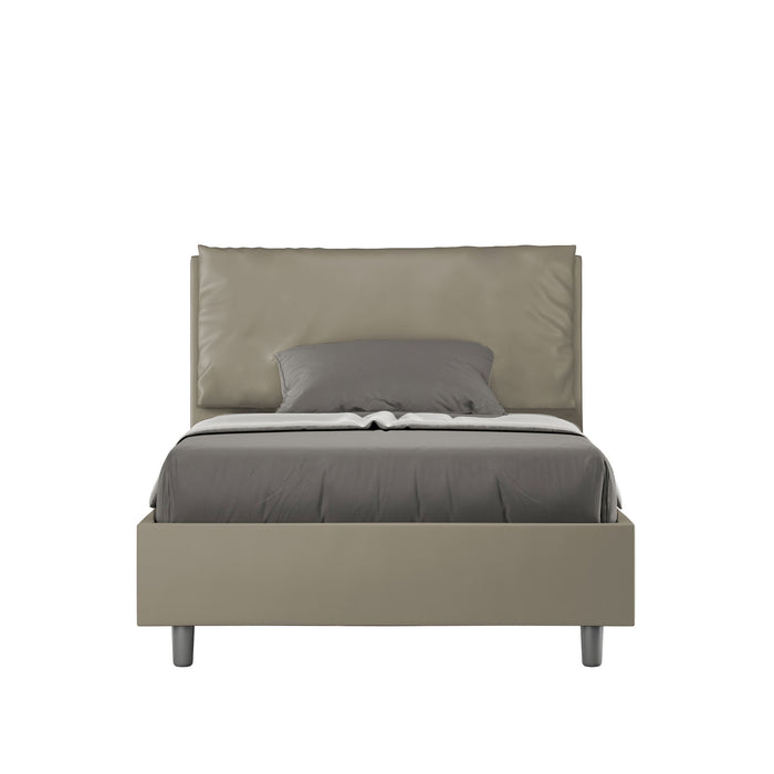 Letto una piazza e mezza con rete imbottito 120x210 similpelle cappuccino Antea Large