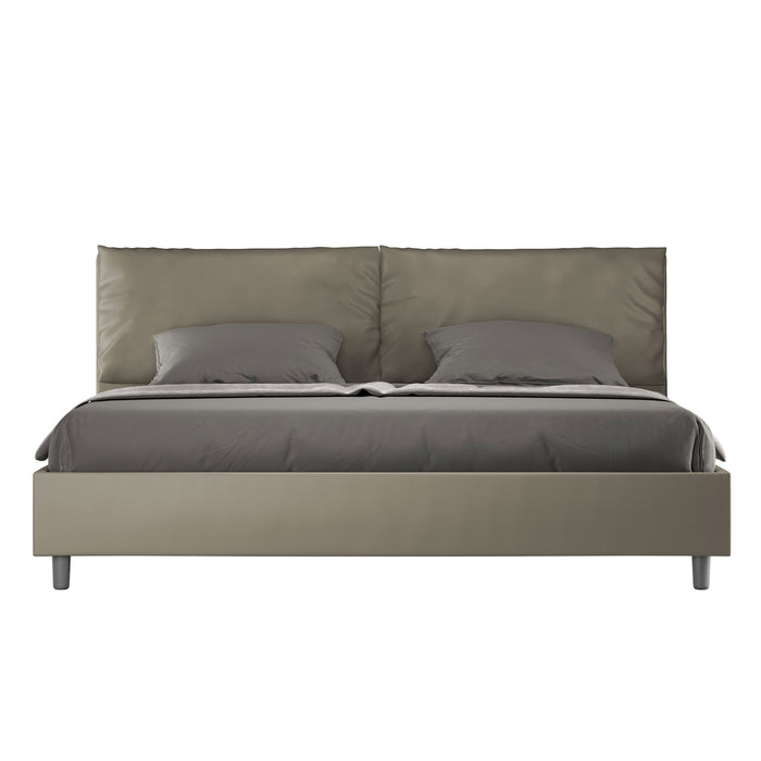 Letto matrimoniale king size con rete imbottito 200x210 similpelle cappuccino Antea Large