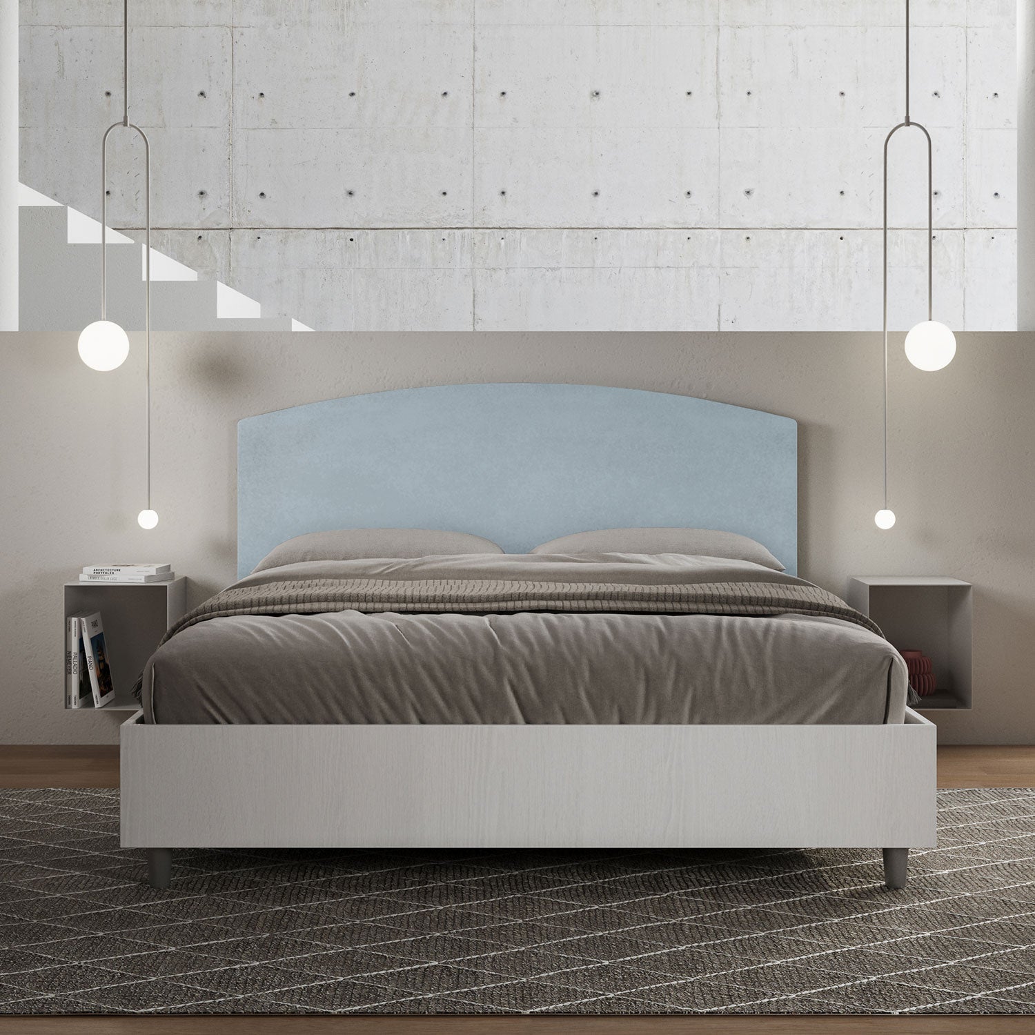 Letto Matrimoniale 160x200 cm Senza Rete Antilia Azzurro