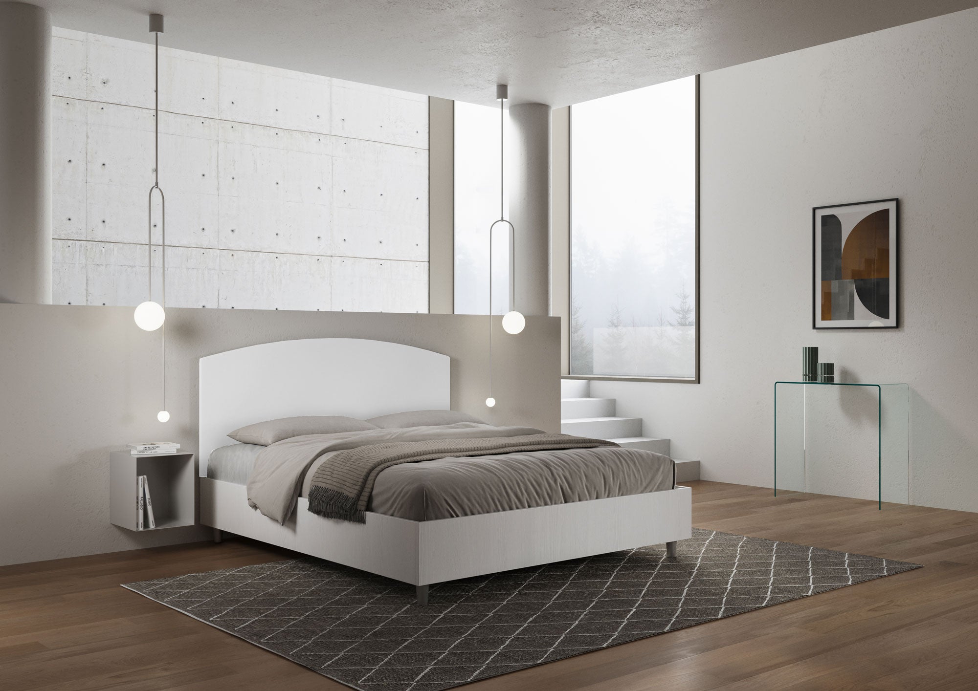 Letto Matrimoniale 160x190 cm con Rete Antilia Bianco