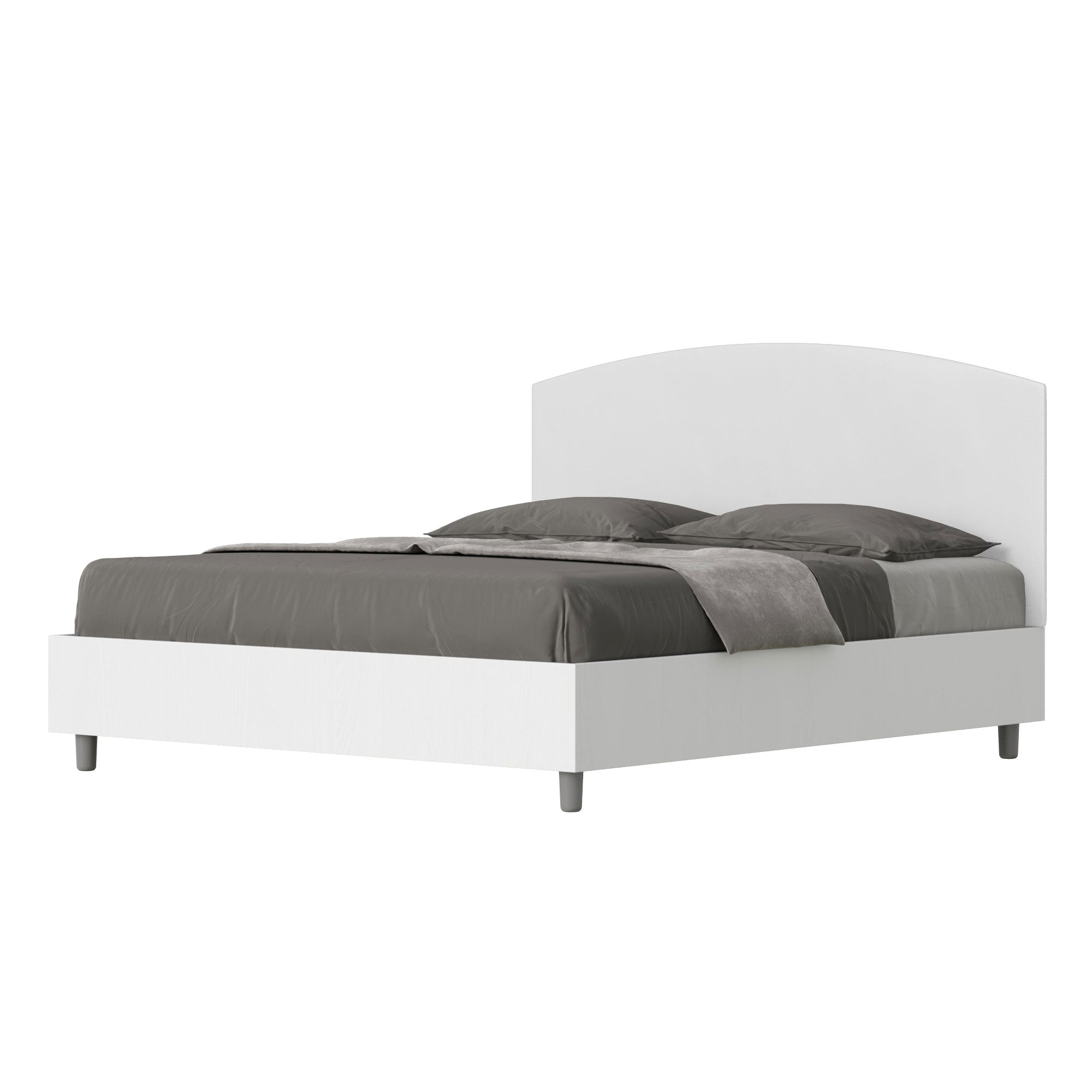 Letto Matrimoniale 160x200 cm con Rete e Contenitore Antilia Bianco