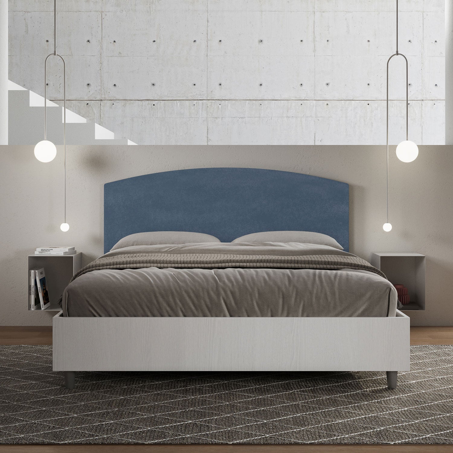 Letto Matrimoniale 160x200 cm Senza Rete Antilia Blu